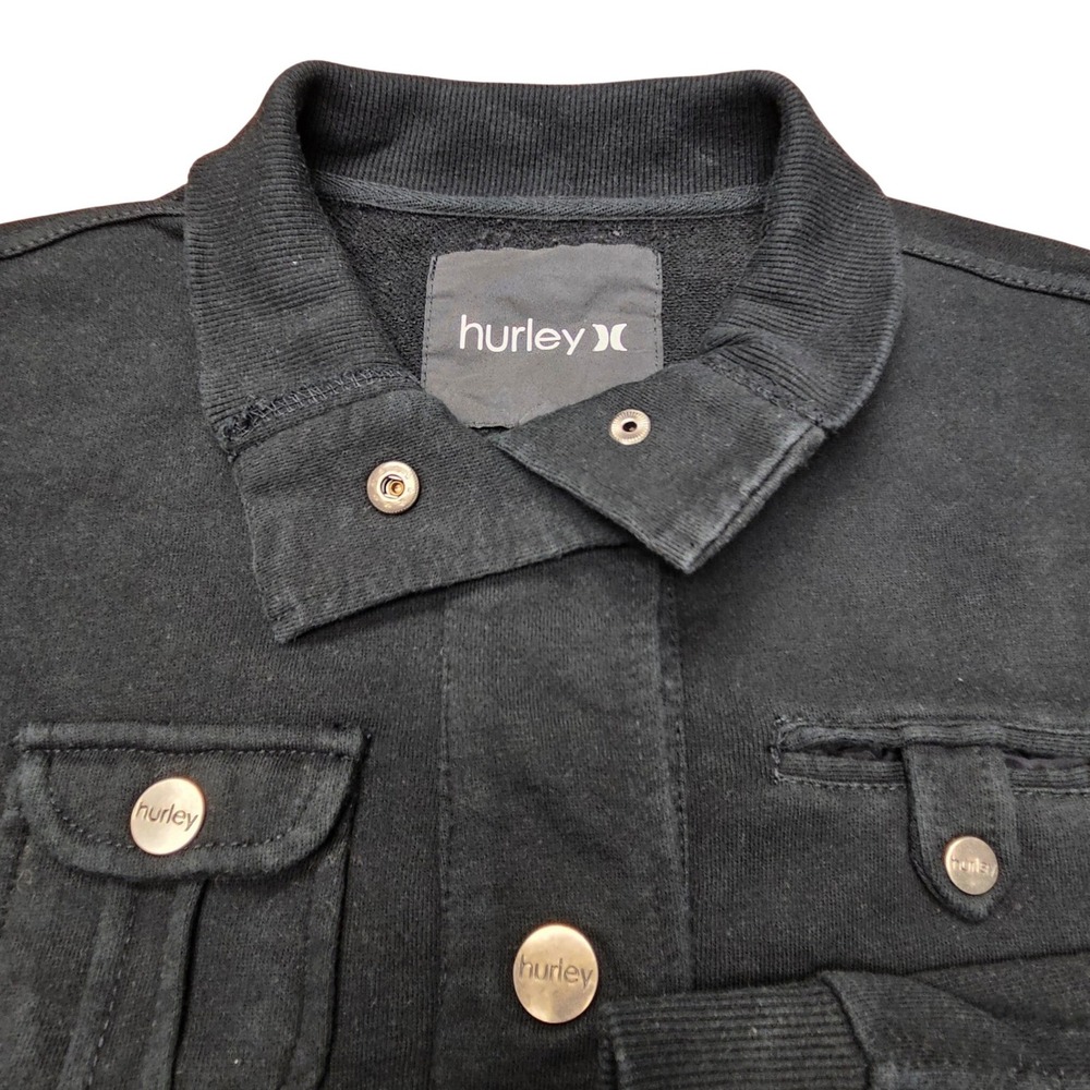 Hurley Womens Large Utility Sweatshirt Jacket Military Chic Y2K Charcoal - Picture 4 of 13